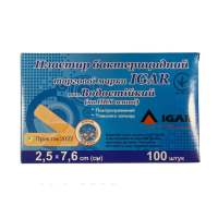 Пластир бактерицидний "IGAR" Водостійкий (на ПВХ основі) 2,5 х 7,6 см 